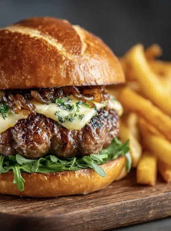 Burger gourmet avec frites